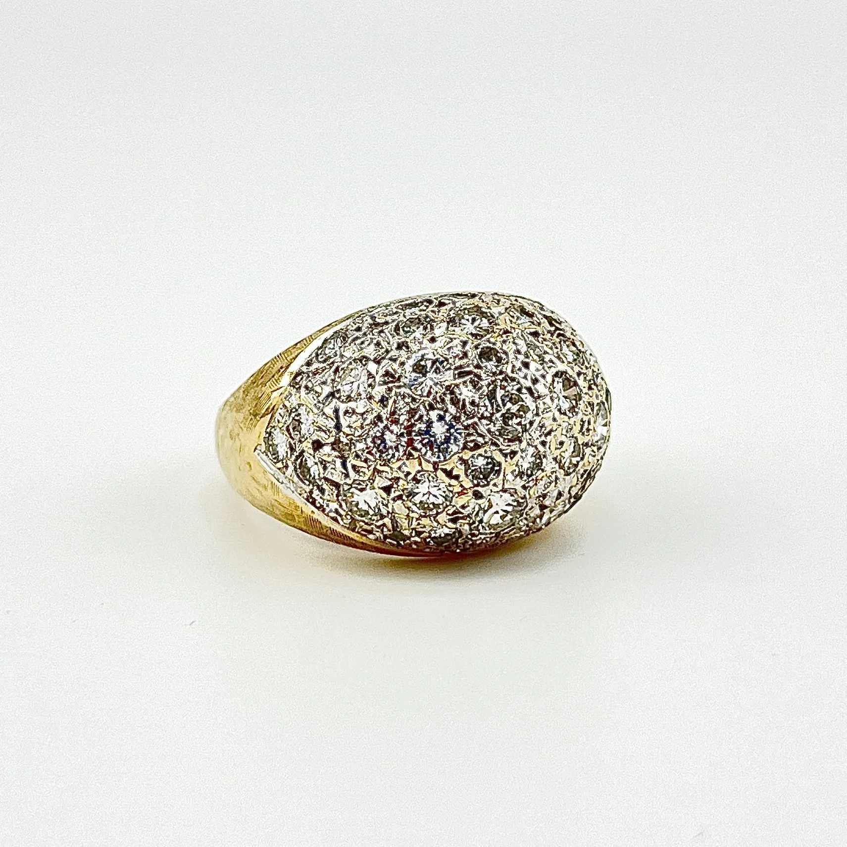 3CTW SI1 H-I ROUND PAVE DIAMOND DOME RING 14K YELLOW GOLD SZ 7