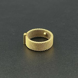 TIFFANY CO SOMERSET 18K YELLOW GOLD 7MM MESH DIAMOND RING SZ