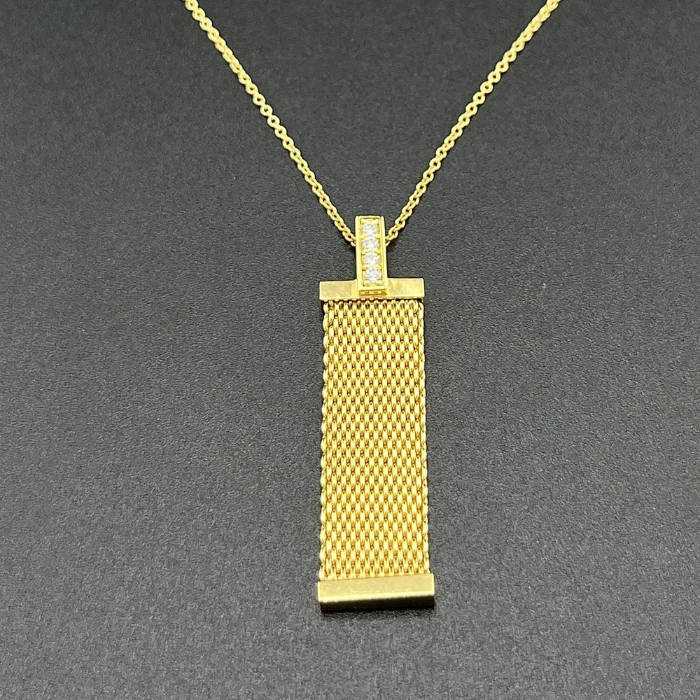 TIFFANY CO SOMERSET 18K YELLOW GOLD 9MM MESH DIAMOND PENDANT