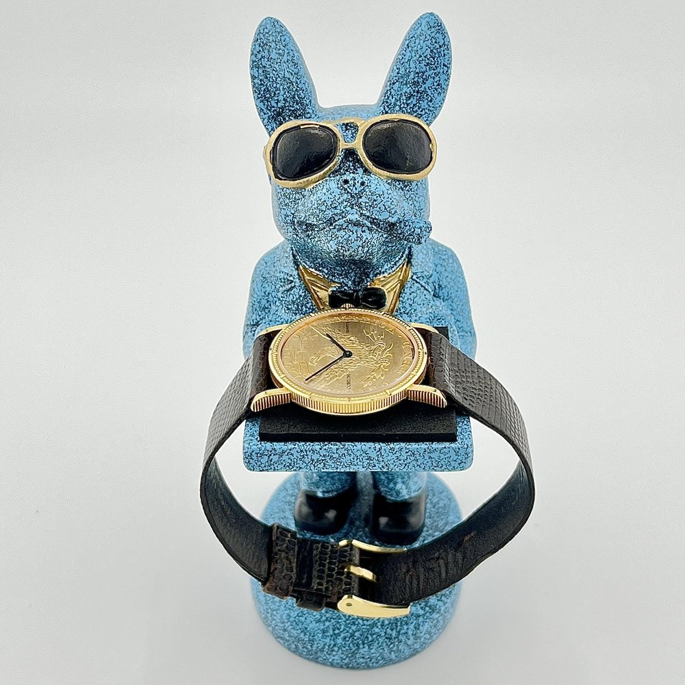 CORUM 10 DOLLAR COIN 18K YELLOW GOLD LEATHER STRAP QUARTZ YEAR