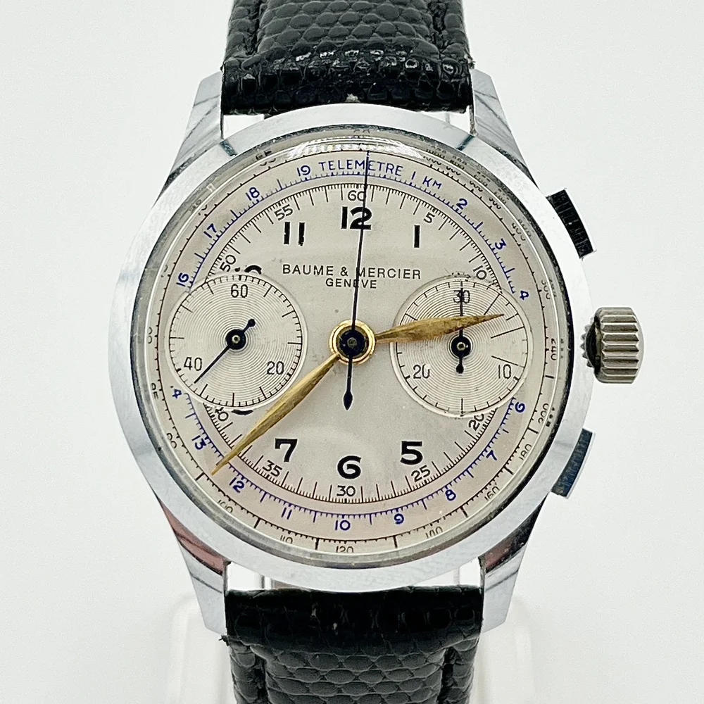 VINTAGE BAUME & MERCIER CHRONOGRAPH S/S LEATHER STRAP MANUAL 35MM