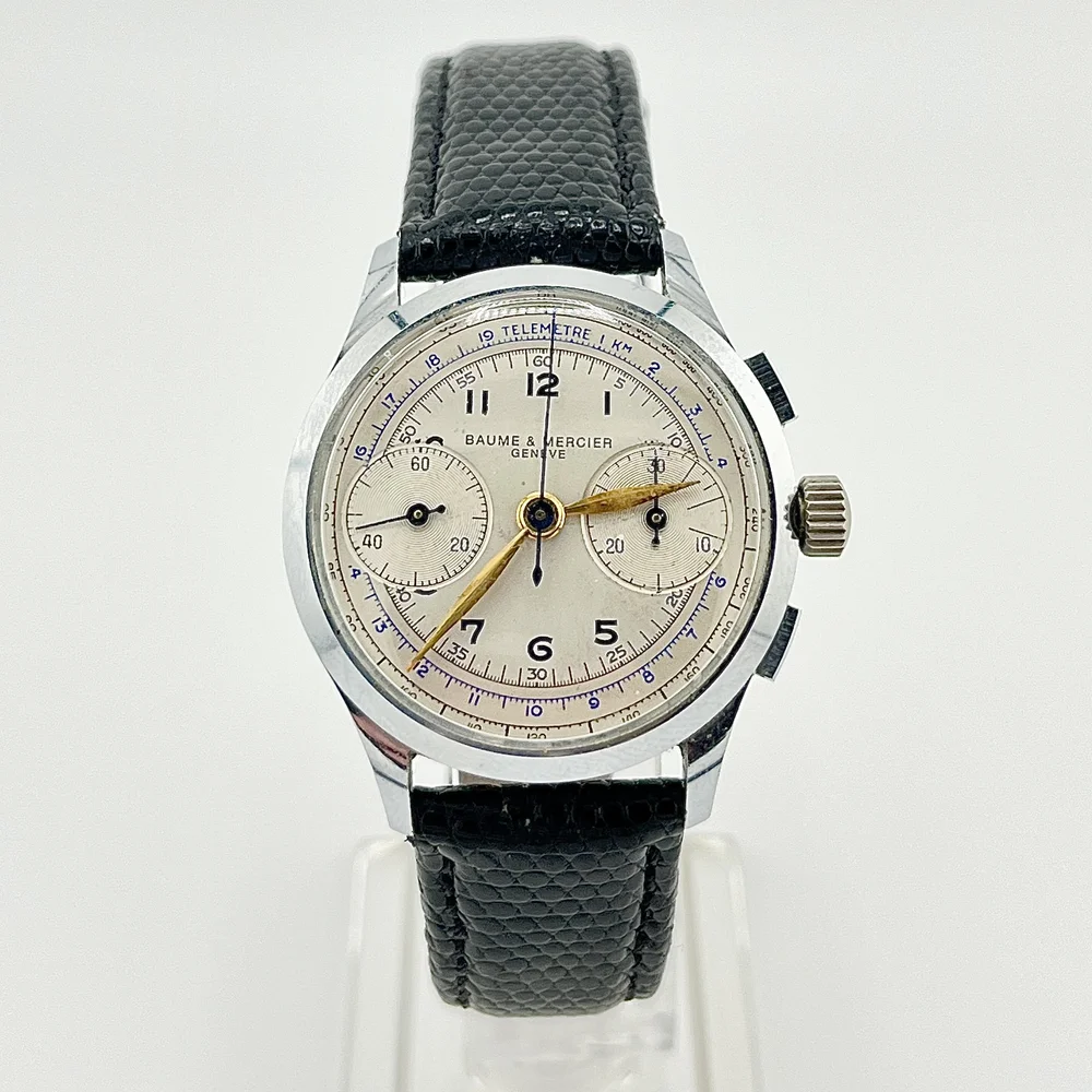 VINTAGE BAUME & MERCIER CHRONOGRAPH S/S LEATHER STRAP MANUAL 35MM