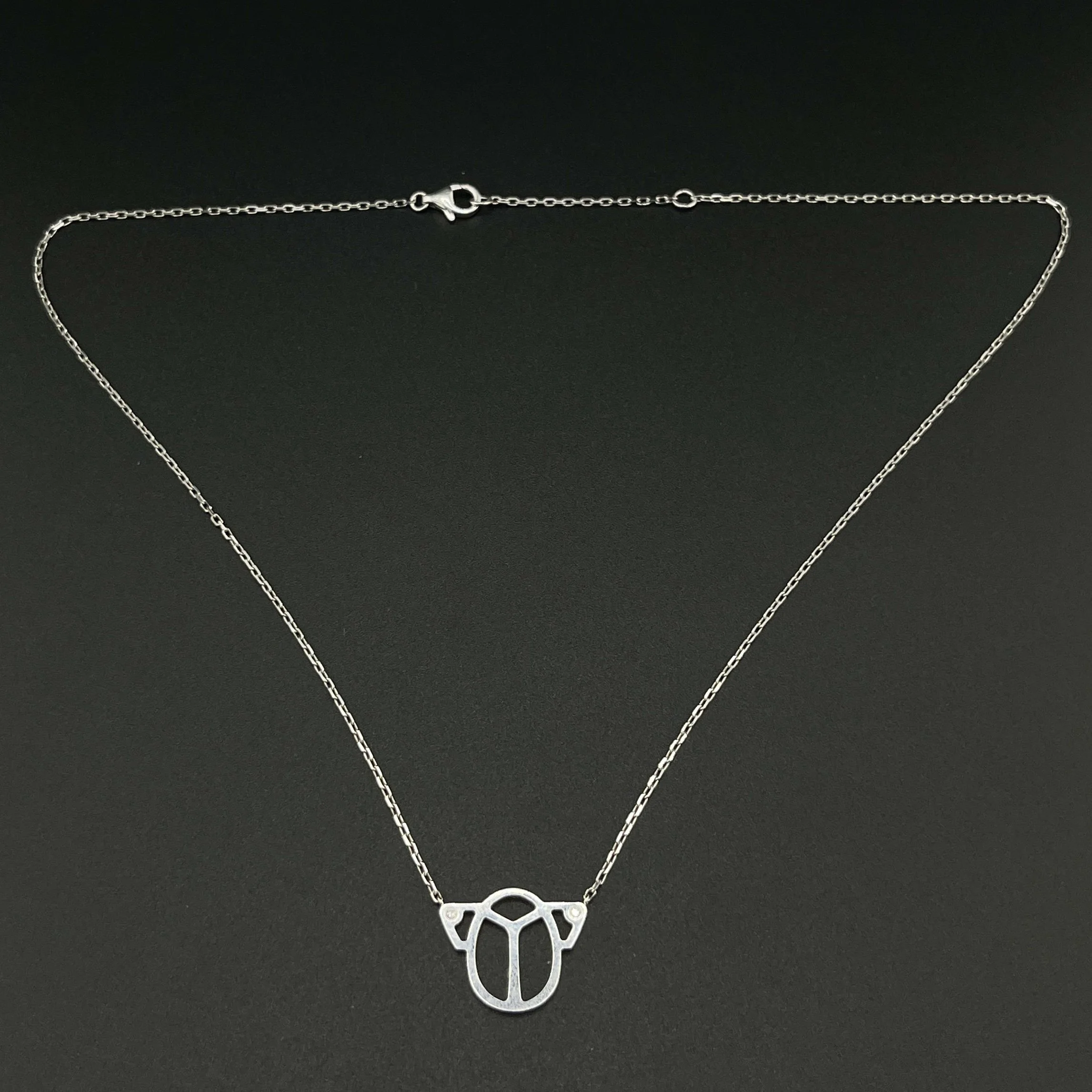 CARTIER SCARAB DIAMOND NECKLACE - 18K WHITE GOLD - 15" - 16"