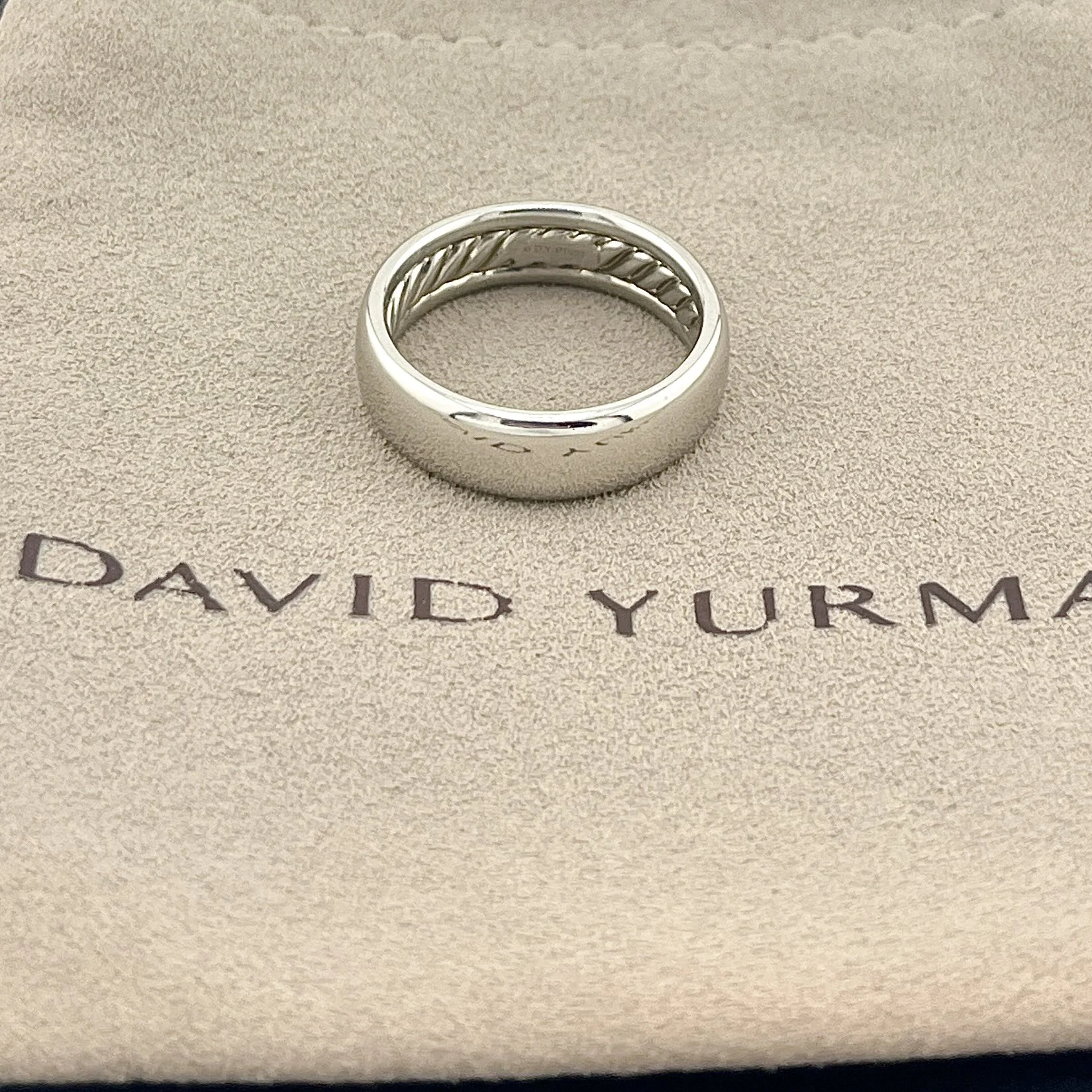 DAVID YURMAN 6MM INTERIOR CABLE WEDDING BAND PLATINUM SZ 8