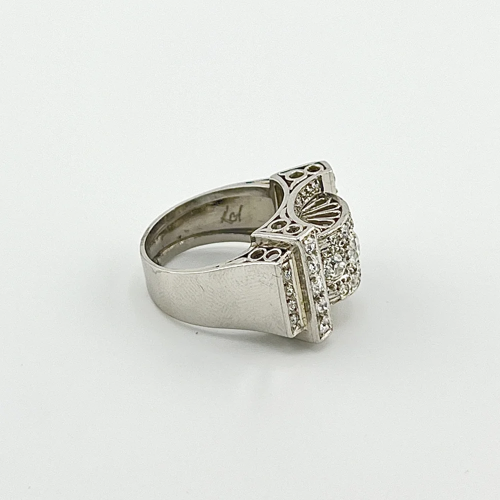 ART DECO RING 2.0CTW DIAMONDS SI1 G-H PLATINUM SZ 7 — LOVEJOY ANTIQUES