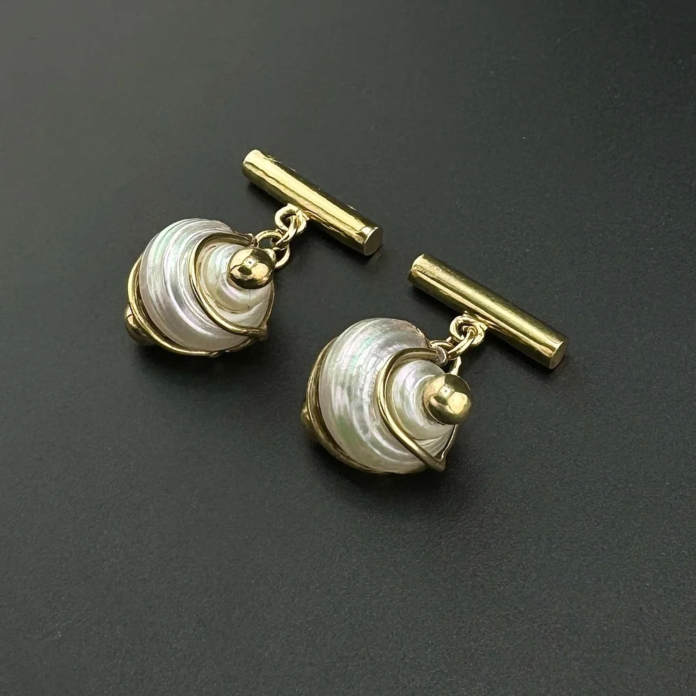 Boutons De Manchette Vintage Swank - Nacre Et Or, Look Classe Rétro