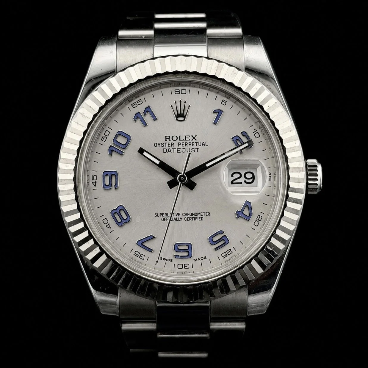 ROLEX DATEJUST II ARABIC DIAL FLUTED BEZEL 41MM 116334 CIRCA 2012- BOX & PAPERS