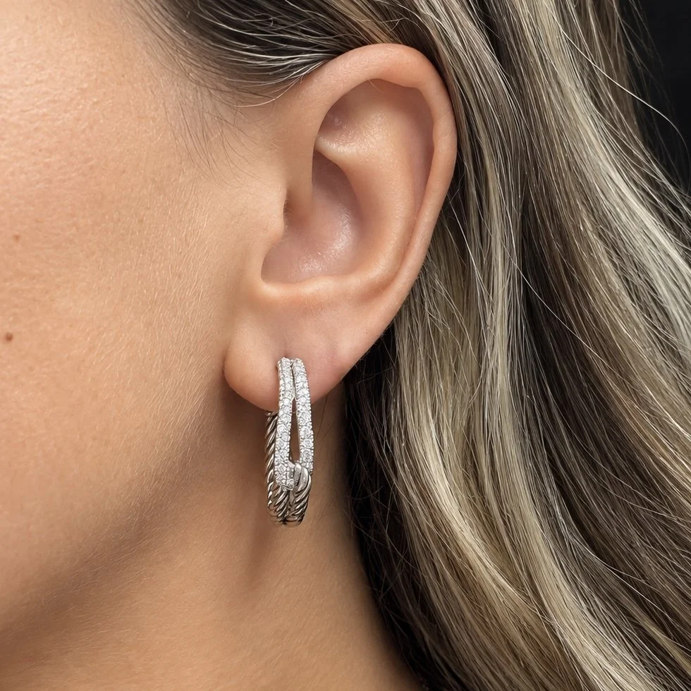 David Yurman Labryrinth Diamond Hoops