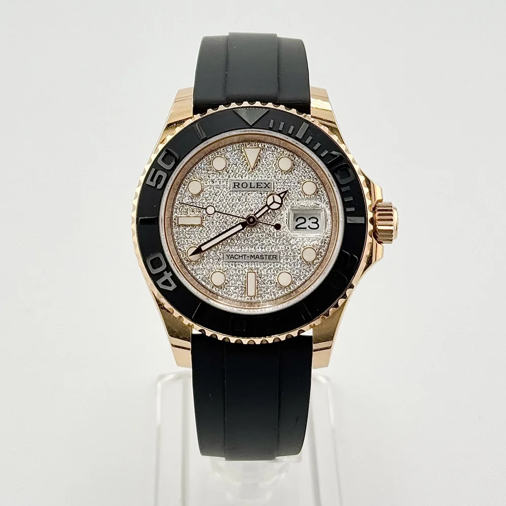 ROLEX YACHT-MASTER 116655 18K ROSE GOLD PAVE DIAMOND DIAL AUTO