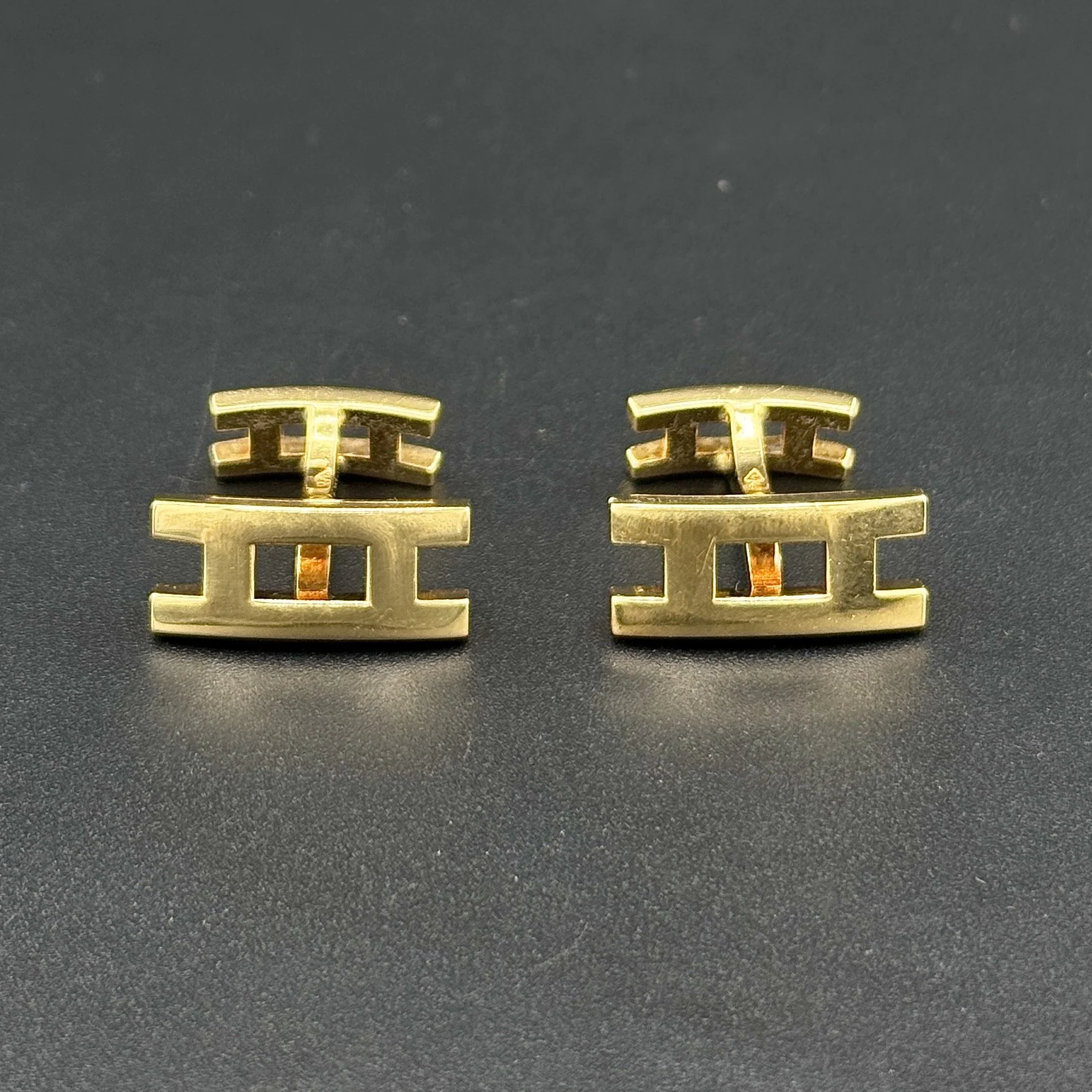 HERMES H PARALLEL CUFFLINKS - 18K YELLOW GOLD