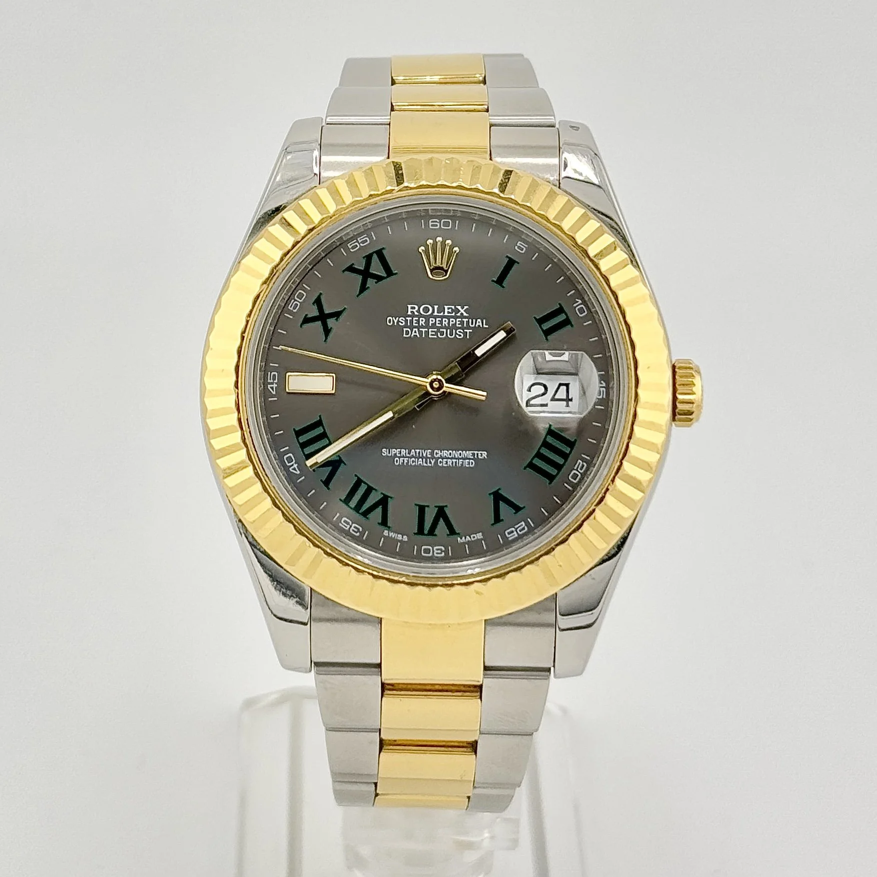 ROLEX DATEJUST II 116333 WIMBLEDON STEEL & GOLD SLATE ROMAN DIAL 41MM 2010