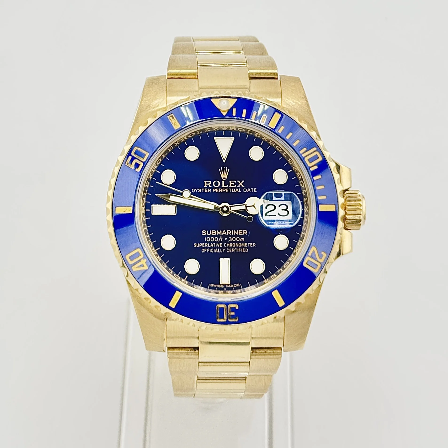 ROLEX SUBMARINER 116618LB 18K YELLOW GOLD BLUE DIAL AUTO 40MM B+P 2019