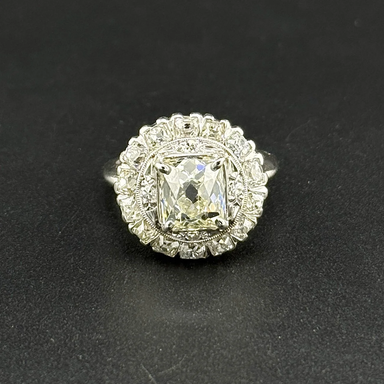 GIA 2.25CT SI1 L CUSHION CUT DIAMOND RING - PLATINUM - SZ 5.5 - 3.49CTW