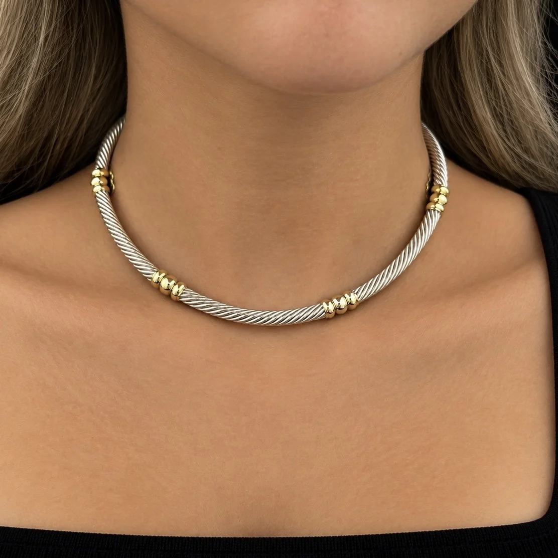 David Yurman Metro Cable Sation Collar Necklace