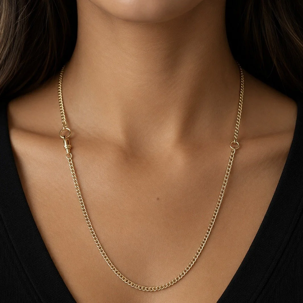 Victorian 14 Karat Rose Gold Fob Chain Necklace
