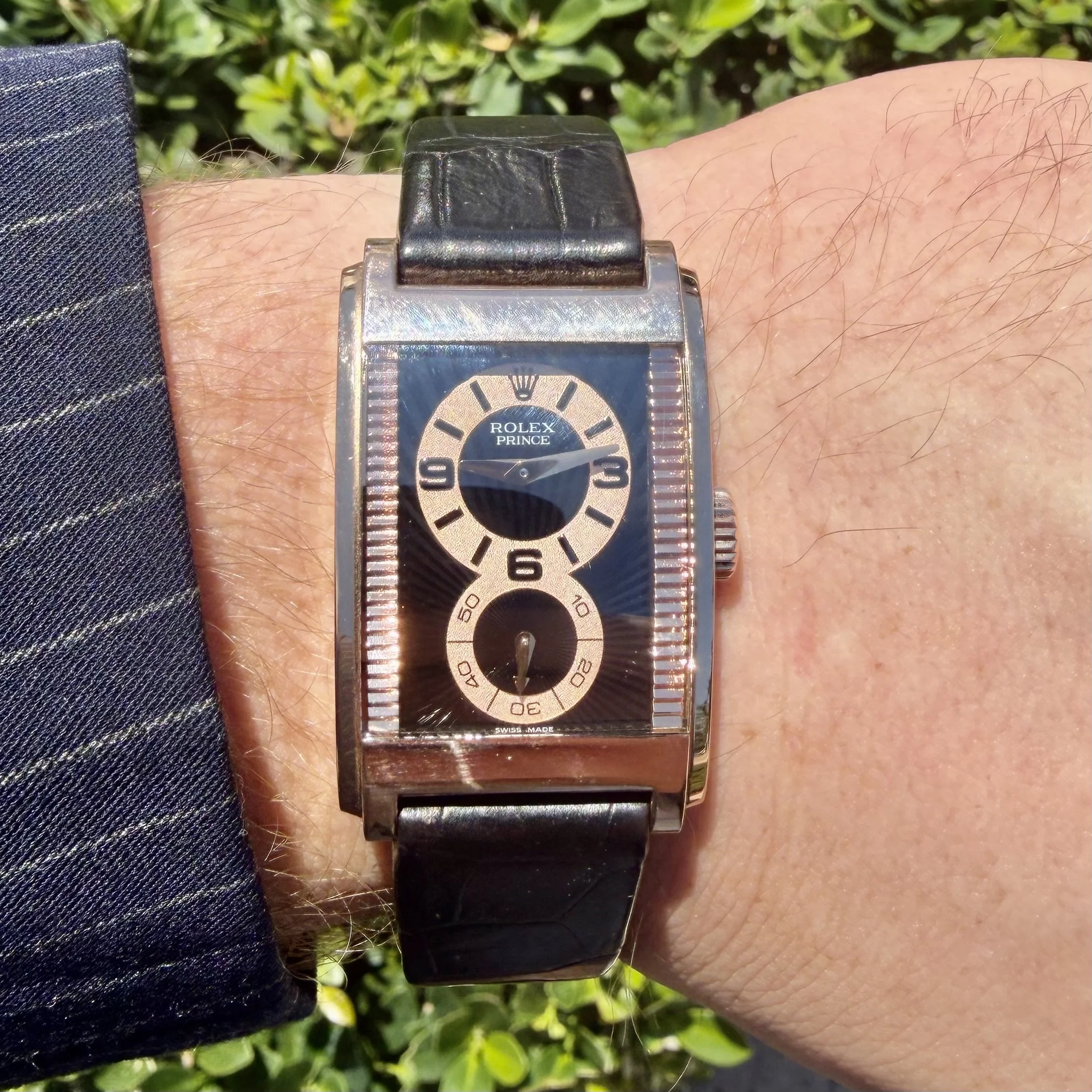ROLEX CELLINI PRINCE 18K ROSE GOLD LEATHER MANUAL BLACK ROSE GOLD 5442