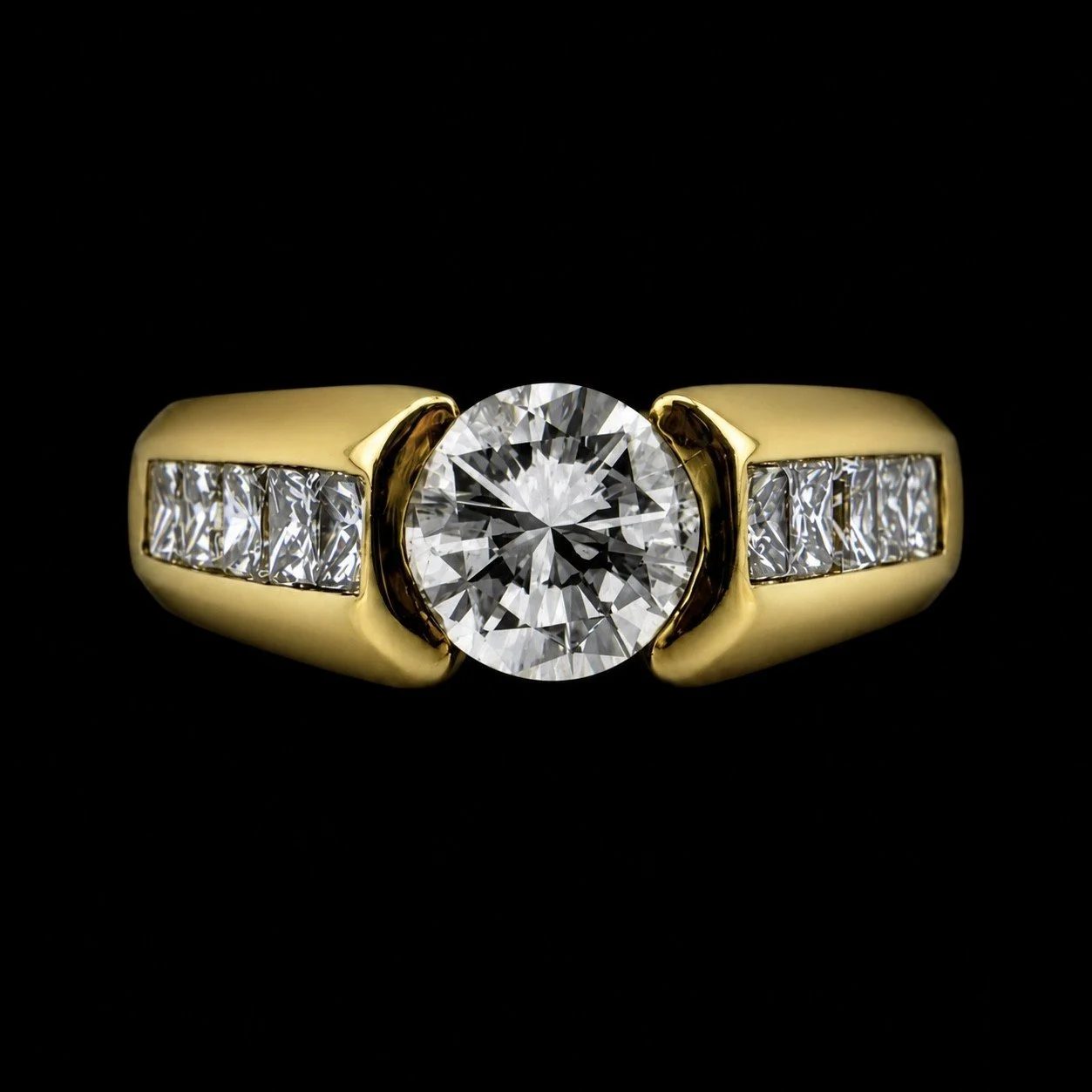 Diamond Ring with Channel Set Side Stones