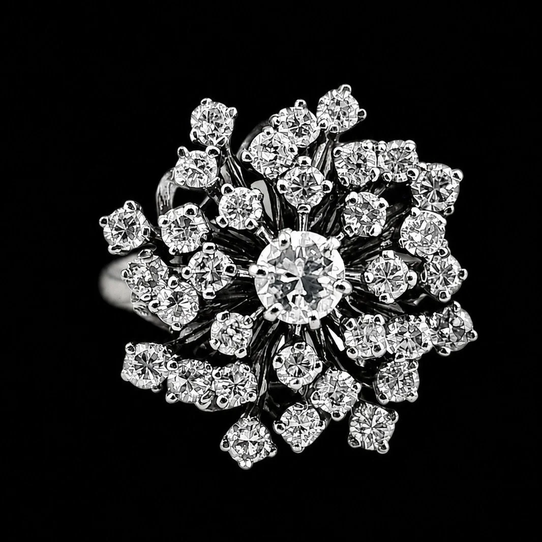 Vintage Starburst Cluster Diamond Ring