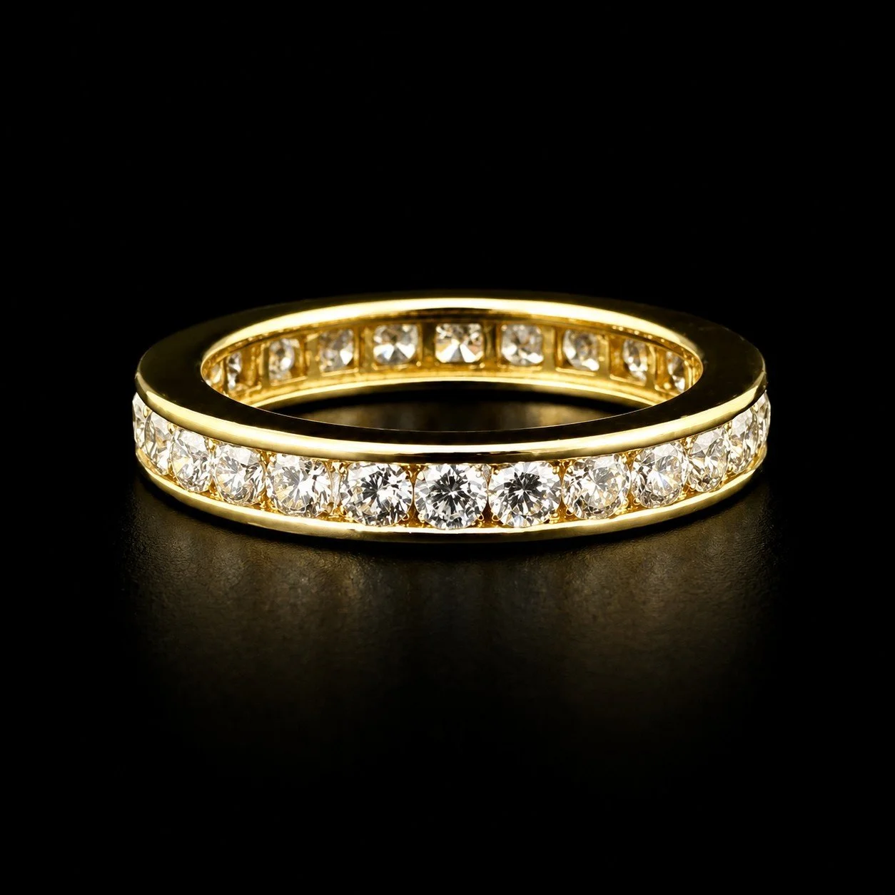1.82 CTW DIAMOND ENTERNITY BAND RING 16 STONES 14K YELLOW GOLD 2.9 GRAMS SZ 5.25