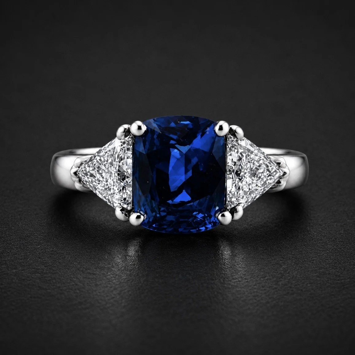 GIA CUSHION CUT SAPPHIRE AND DIAMOND RING