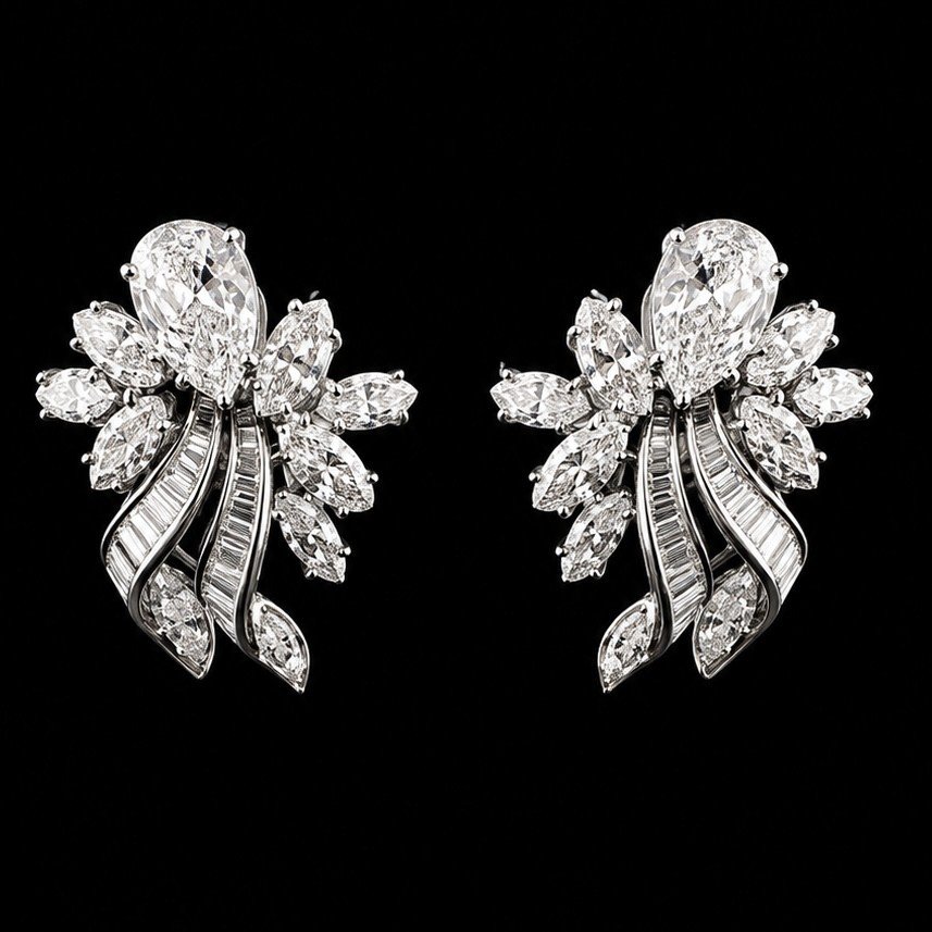 6CTW DIAMOND RETRO STYLE EARRINGS