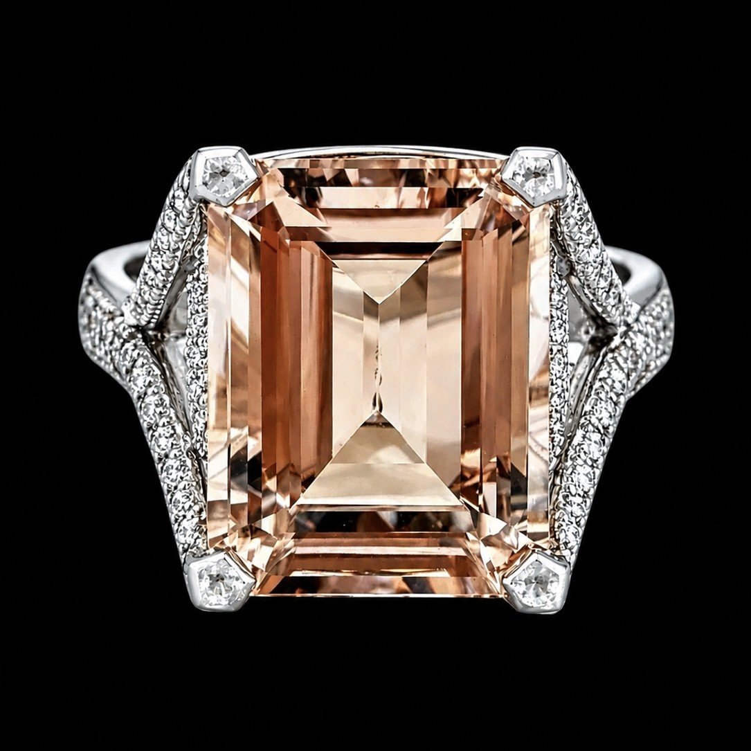 Magnificent Kunzite and Diamond Accent Cocktail Ring