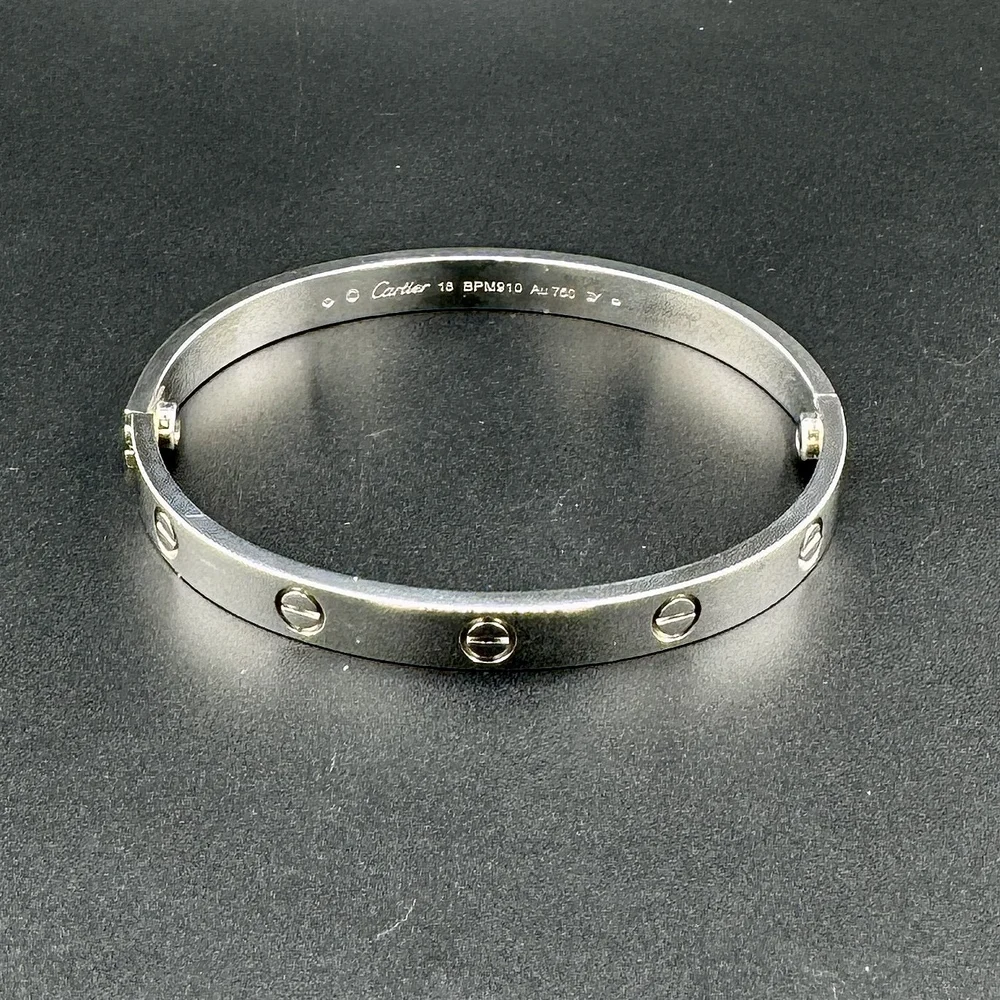 CARTIER LOVE BRACELET - 18K WHITE GOLD - SIZE 18 - BOX