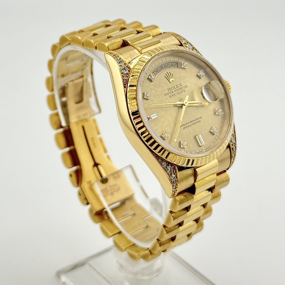ROLEX PRESIDENT DAY DATE 18338 18K YG CHAMPAGNE DIAMOND DIAL/LUGS
