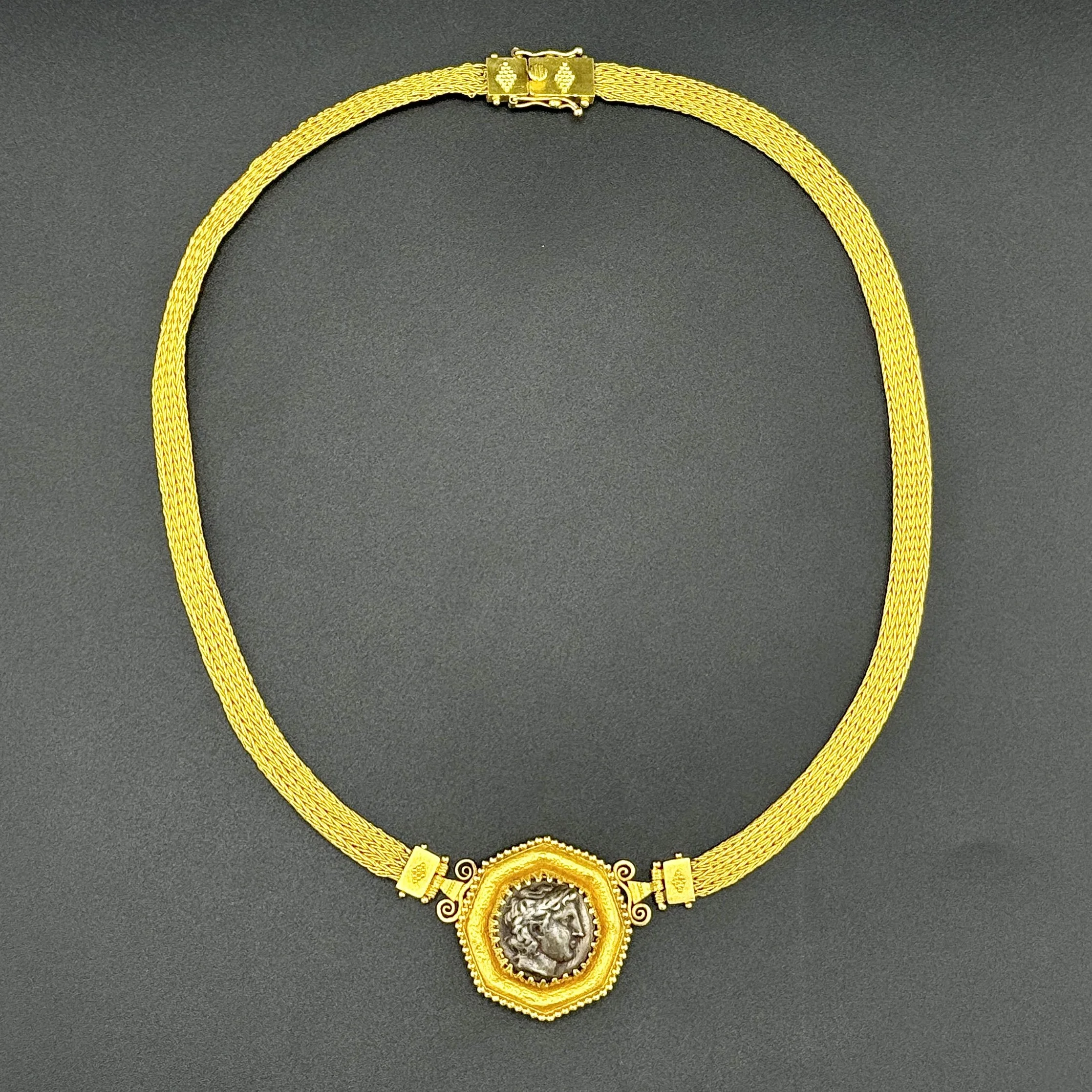 ALEXANDER THE GREAT COIN NECKLACE - 22K YELLOW GOLD - 17"