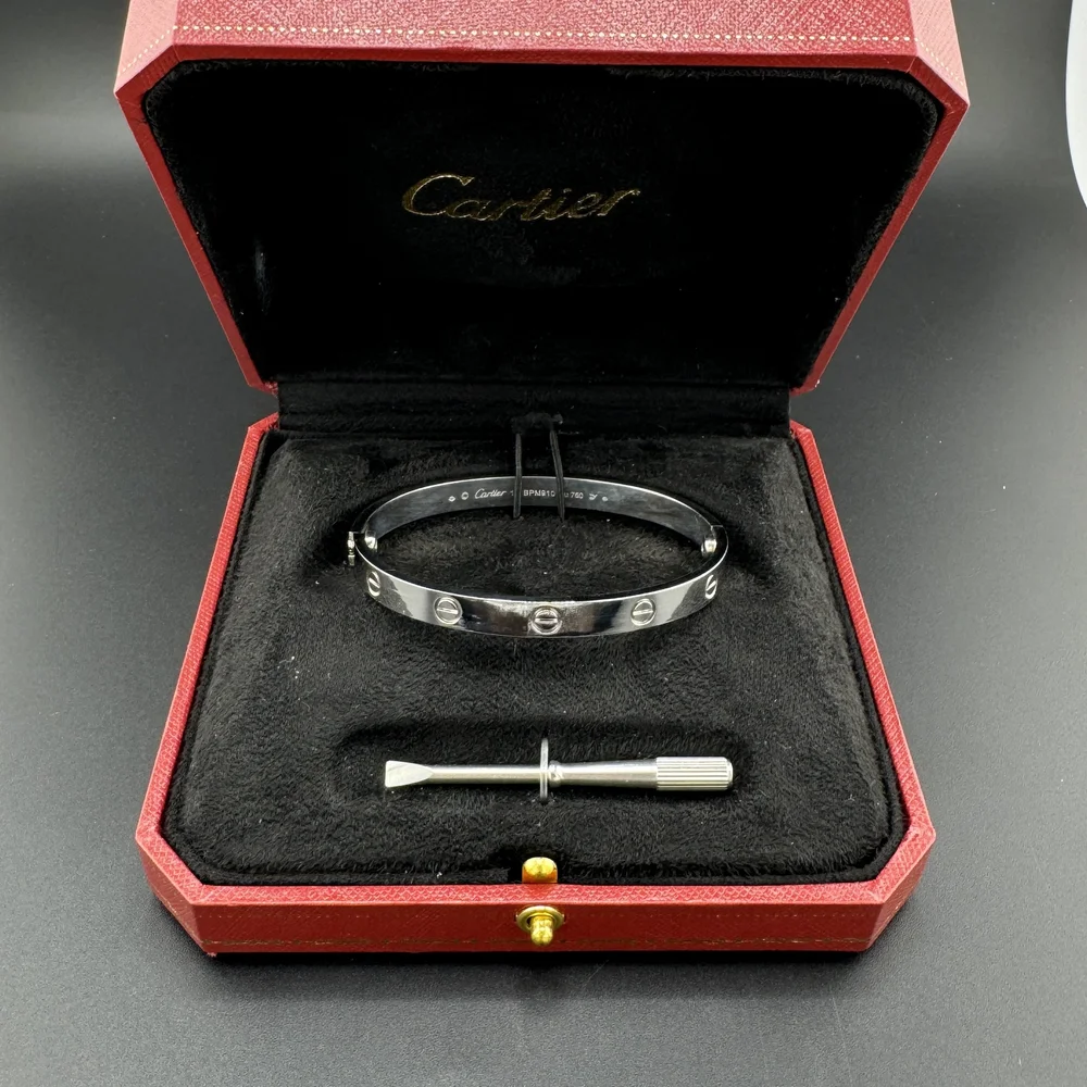 CARTIER LOVE BRACELET - 18K WHITE GOLD - SIZE 18 - BOX