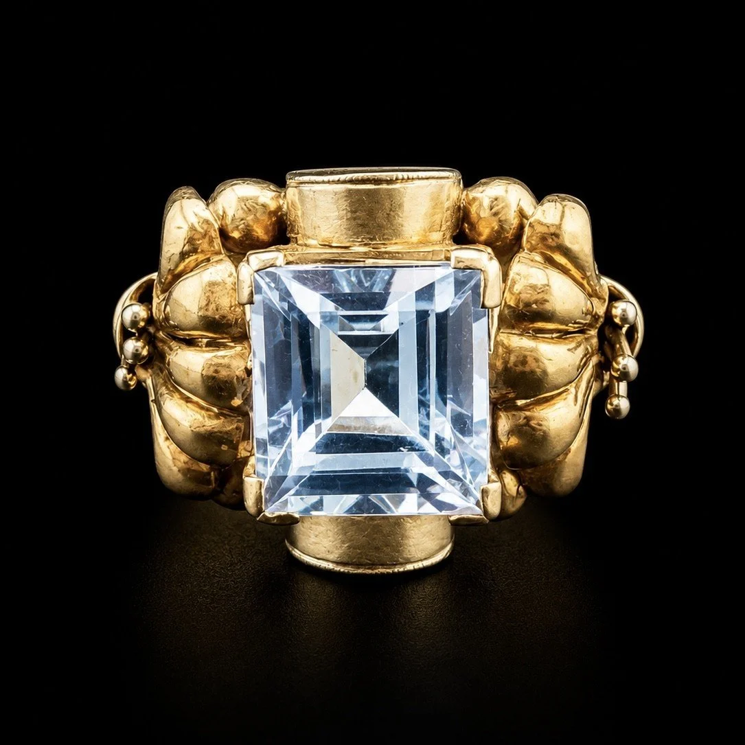 Vintage Aquamarine and Gold Cocktail Ring