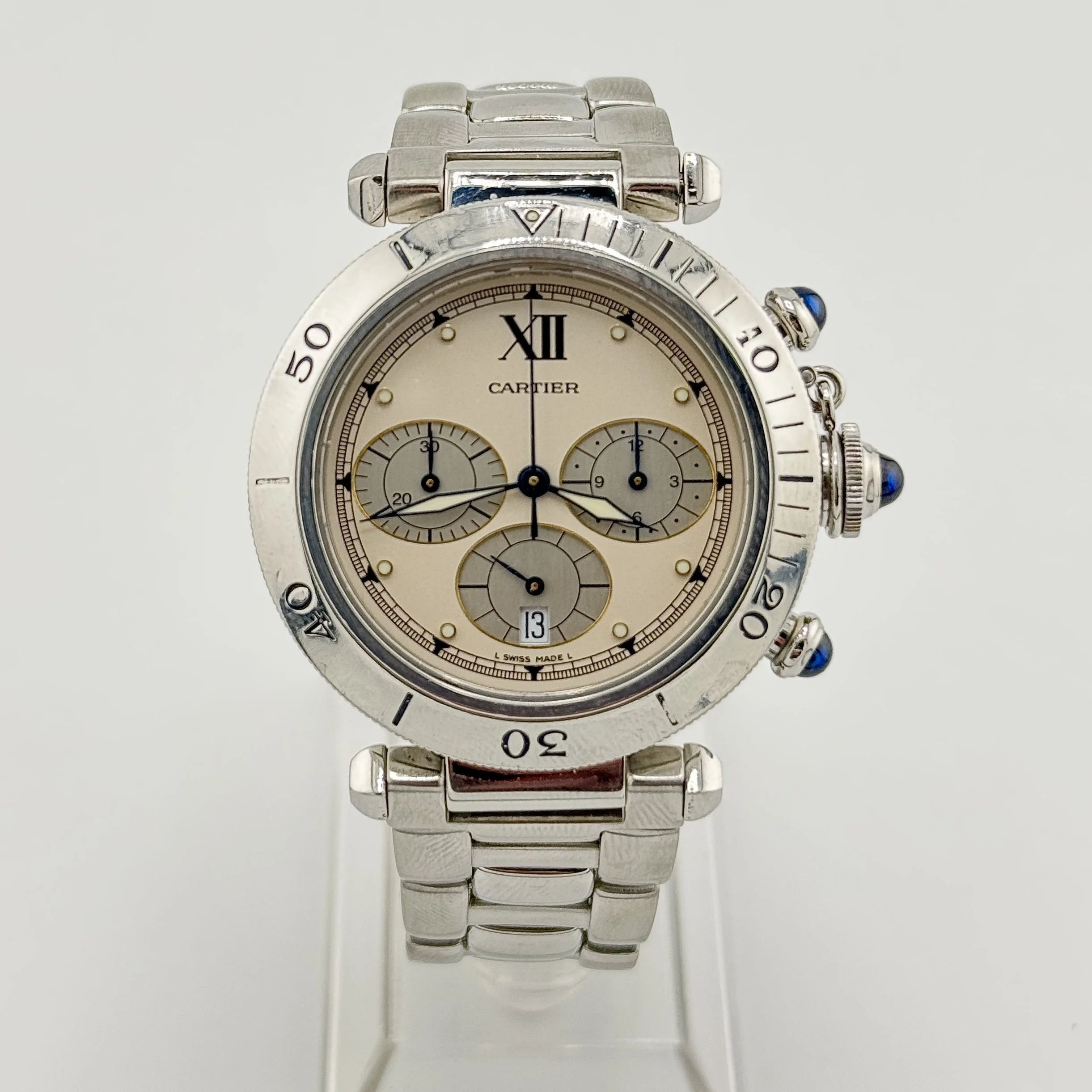 CARTIER PASHA 1050 W31018H3 CHRONOGRAPH S/S QUARTZ 38MM 2003
