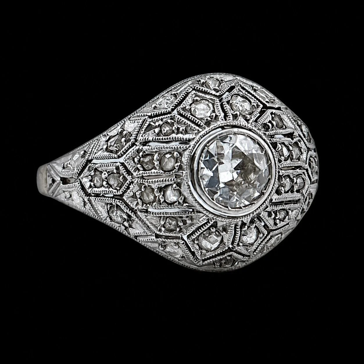 Antique Delicate Lace-Like Diamond Ring