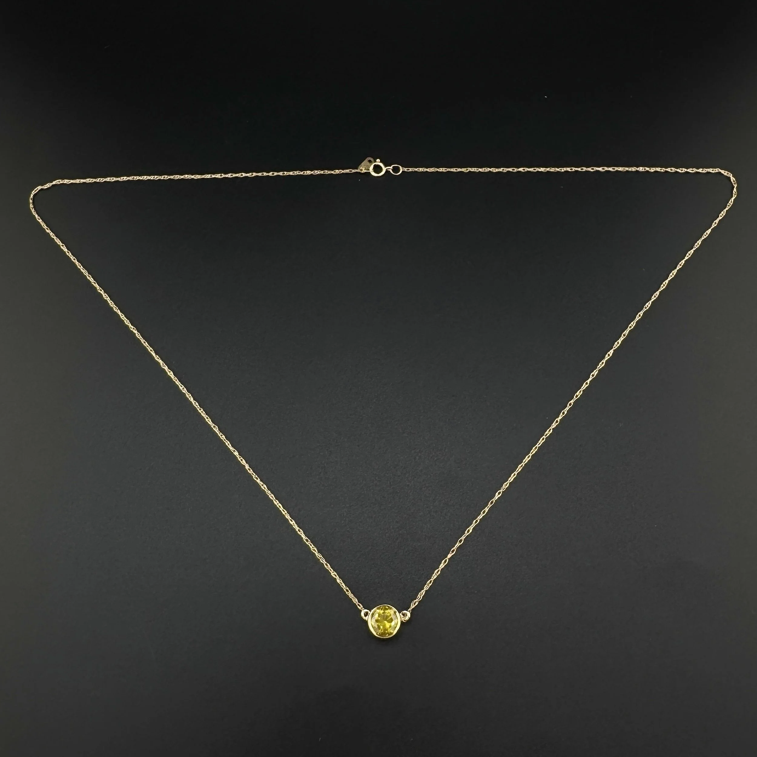 GIA 0.97CT I1 FANCY DEEP YELLOW ROUND DIAMOND SOLITAIRE NECKLACE - 14K YG - 19"