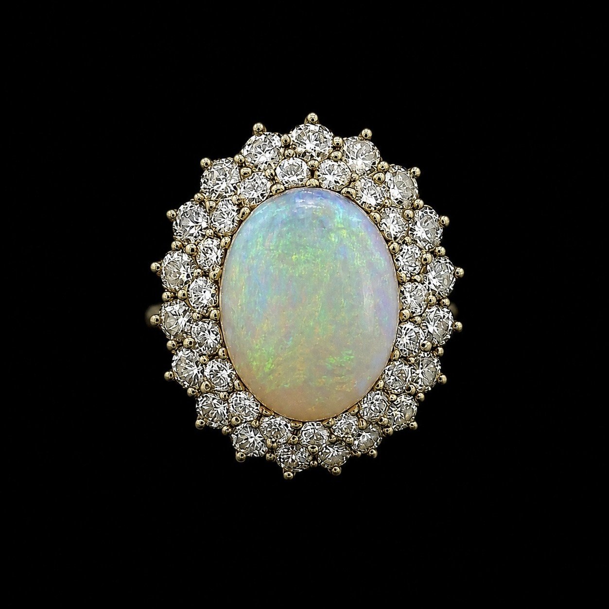 Elegant Opal and Diamond Cocktail Ring