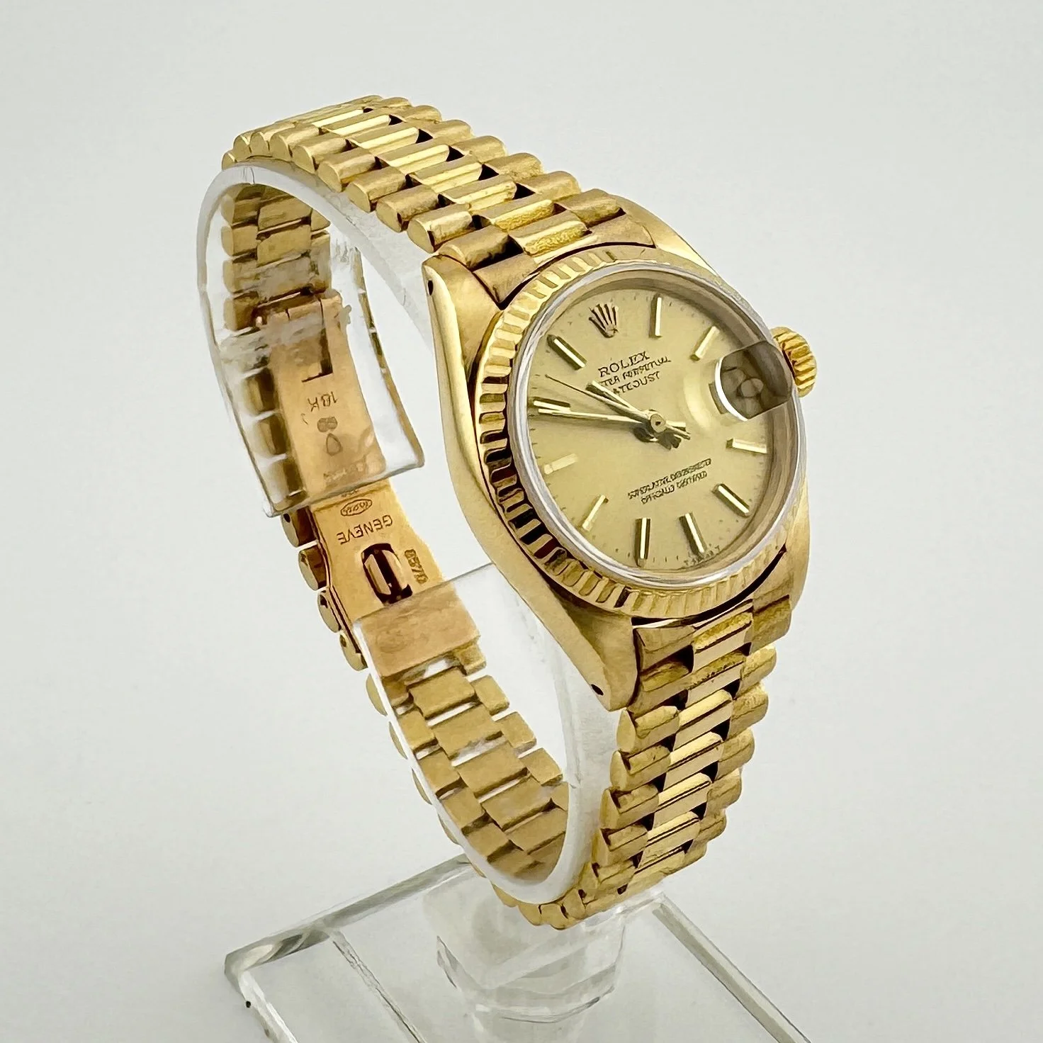 ROLEX PRESIDENT DATEJUST 6917 18K YELLOW GOLD CHAMPAGNE DIAL 26MM B+P 1983