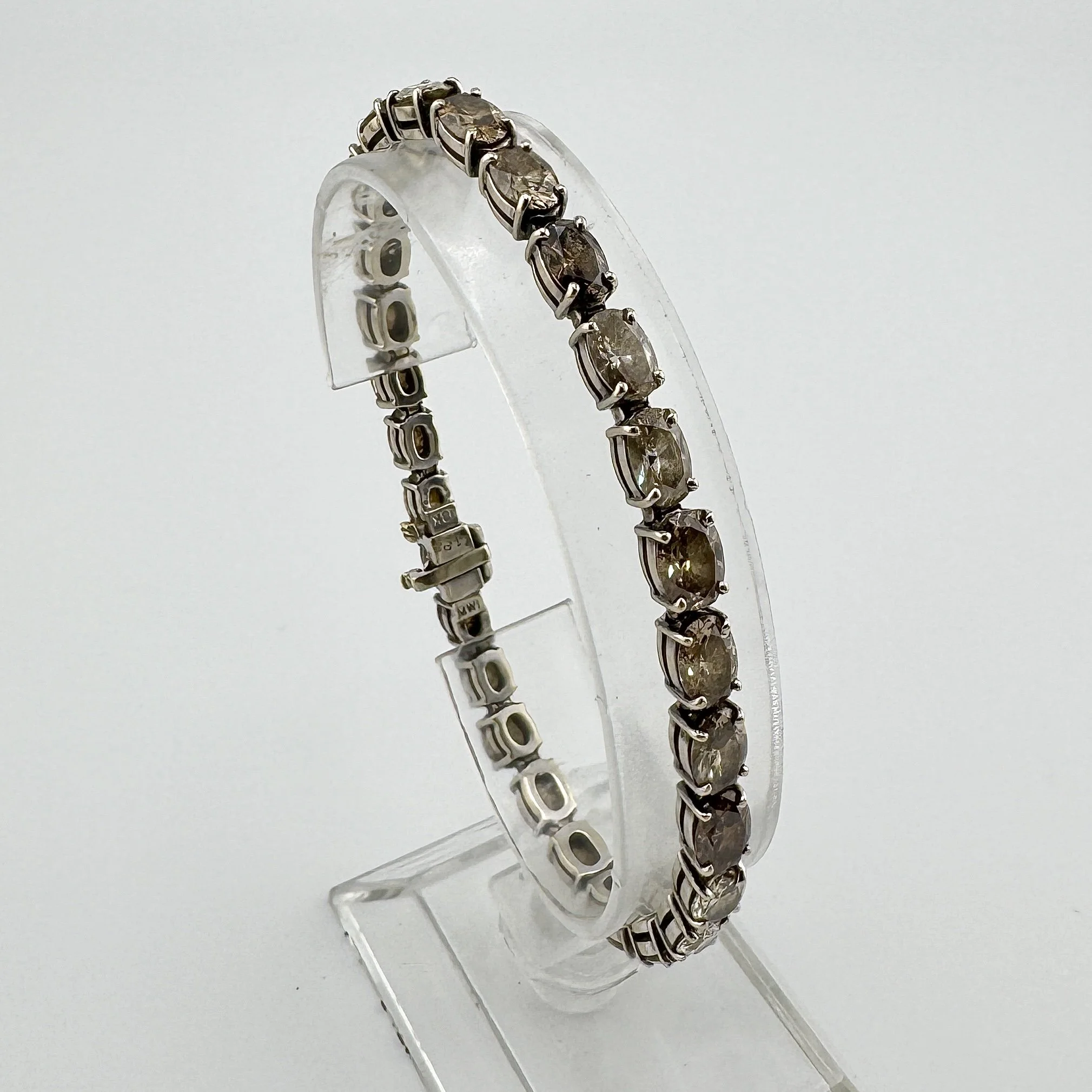 19CTW OVAL COGNAC DIAMOND TENNIS BRACELET - 18K WHITE GOLD - 7.5"