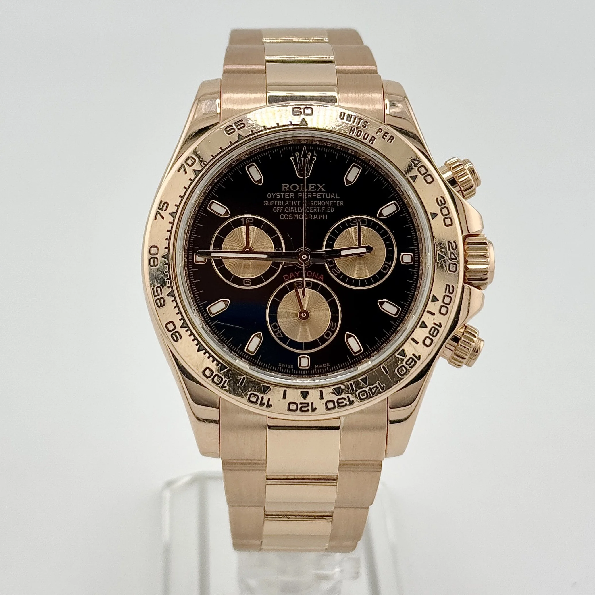 ROLEX COSMOGRAPH DAYTONA EVEROSE 116505 18K ROSE GOLD BLACK DIAL 40MM B+P 2013