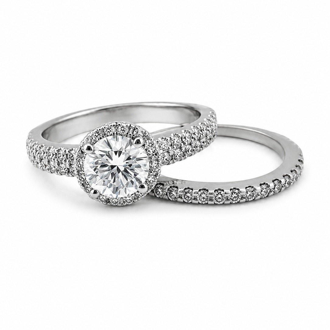 G.I.A Certified Diamond Engagement Ring and Matching Diamond Band