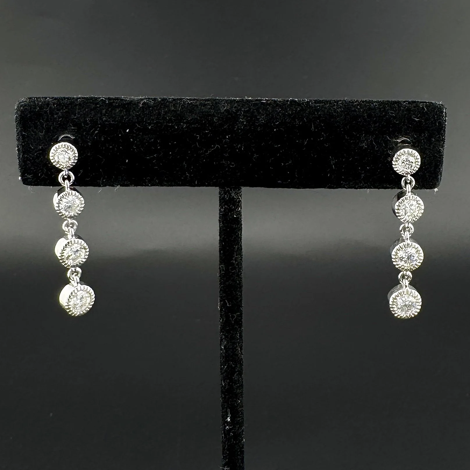 1.20CTW ROUND DIAMOND DROP EARRINGS - 14K WHITE GOLD