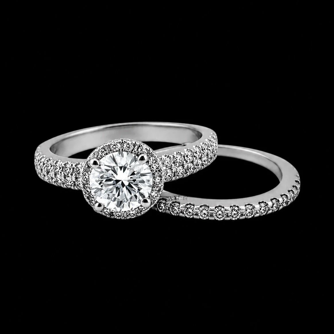 G.I.A Certified Diamond Engagement Ring and Matching Diamond Band