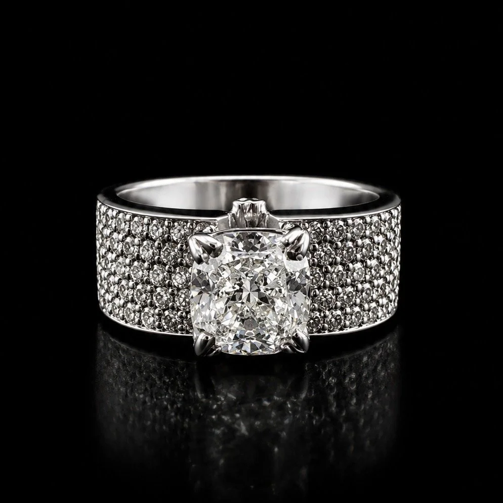 G.I.A Certified 2.05 Carat Cushion Cut Diamond Engagement Ring