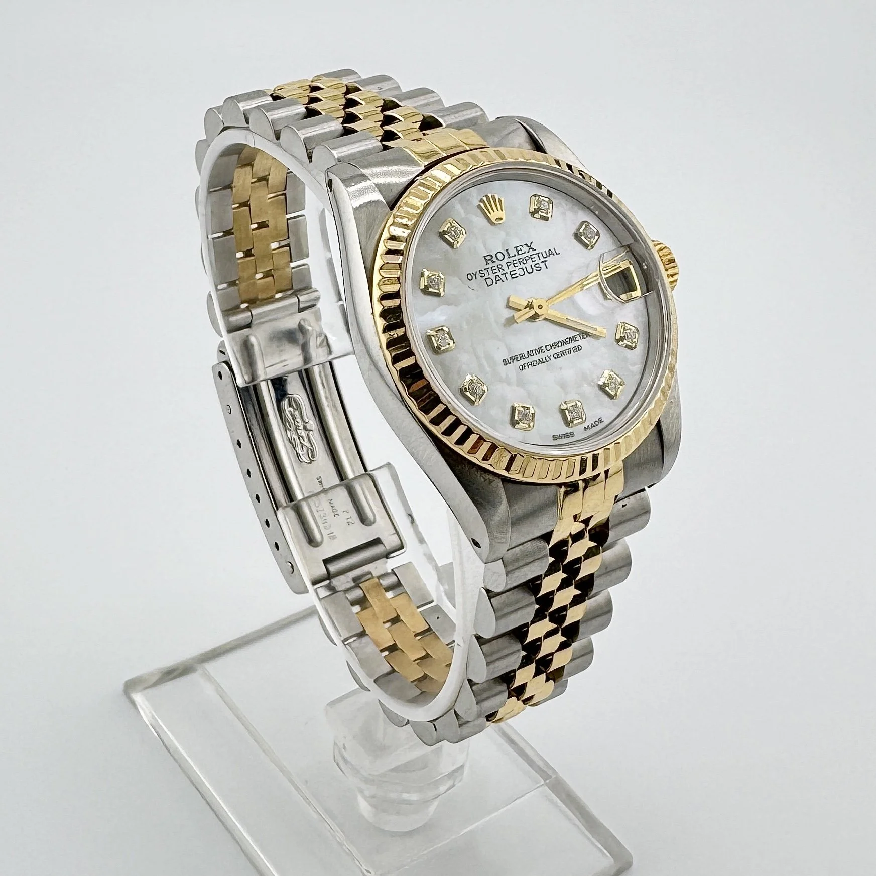 ROLEX DATEJUST 68273 STEEL & GOLD JUBILEE MOP DIAMOND DIAL AUTO 31MM 1991