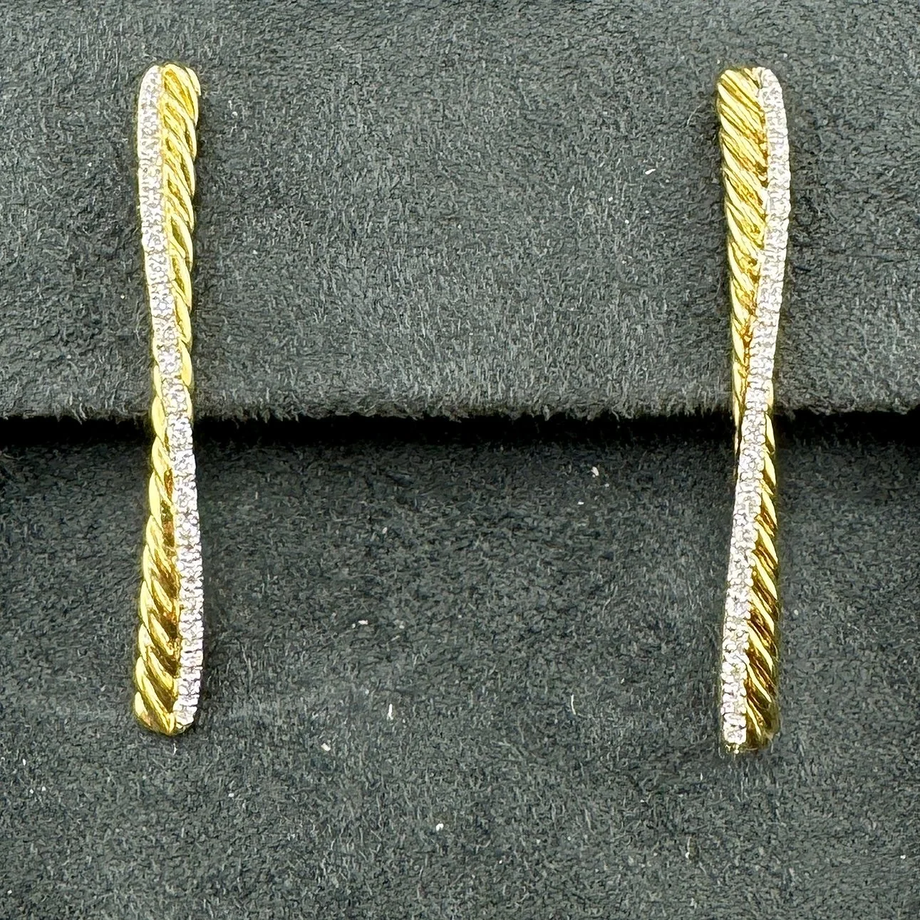 DAVID YURMAN DANGLE DIAMOND EARRINGS - 18K YELLOW GOLD - BOX