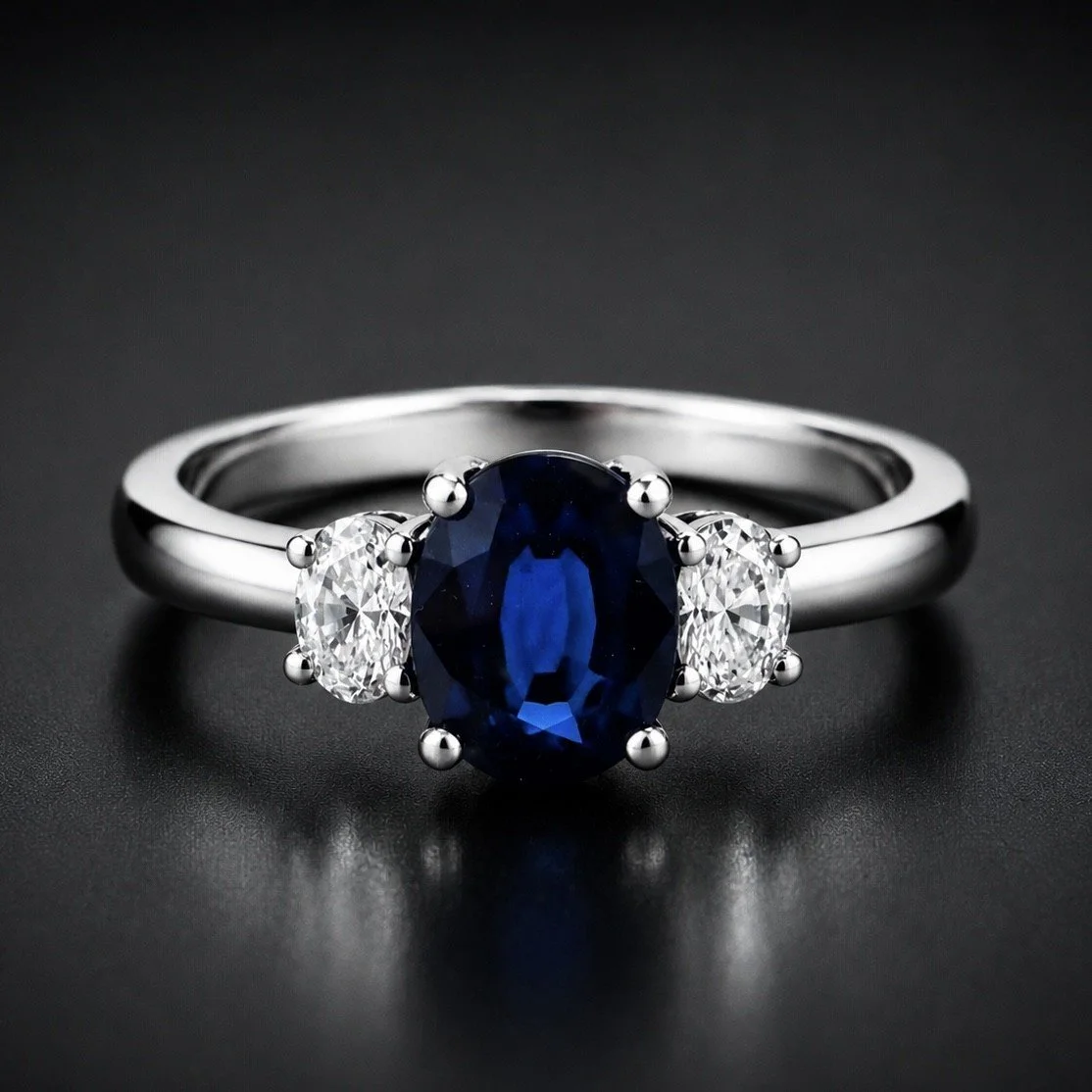 GIA Oval Sapphire and Diamond Ring