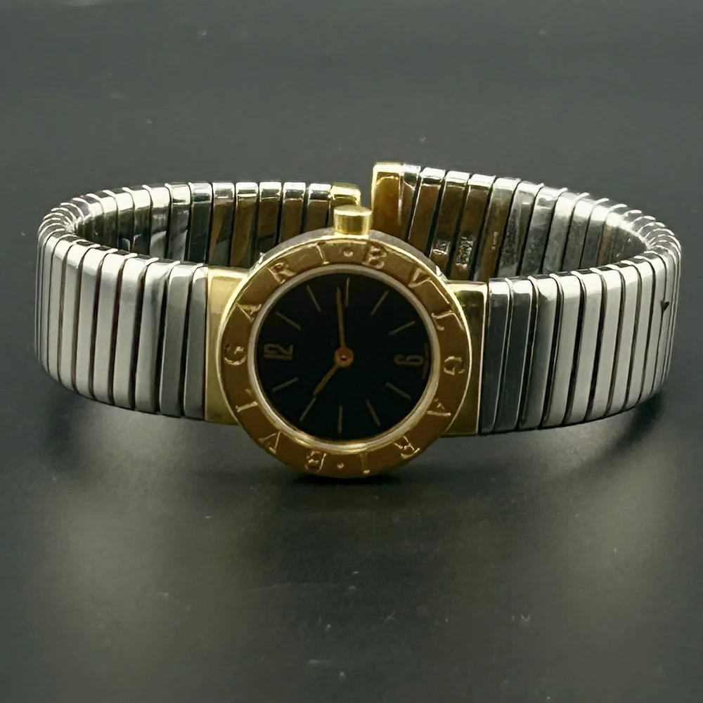 BVLGARI TURBOGAS BB232T 23MM BLACK DIAL QUARTZ STAINLESS STEEL