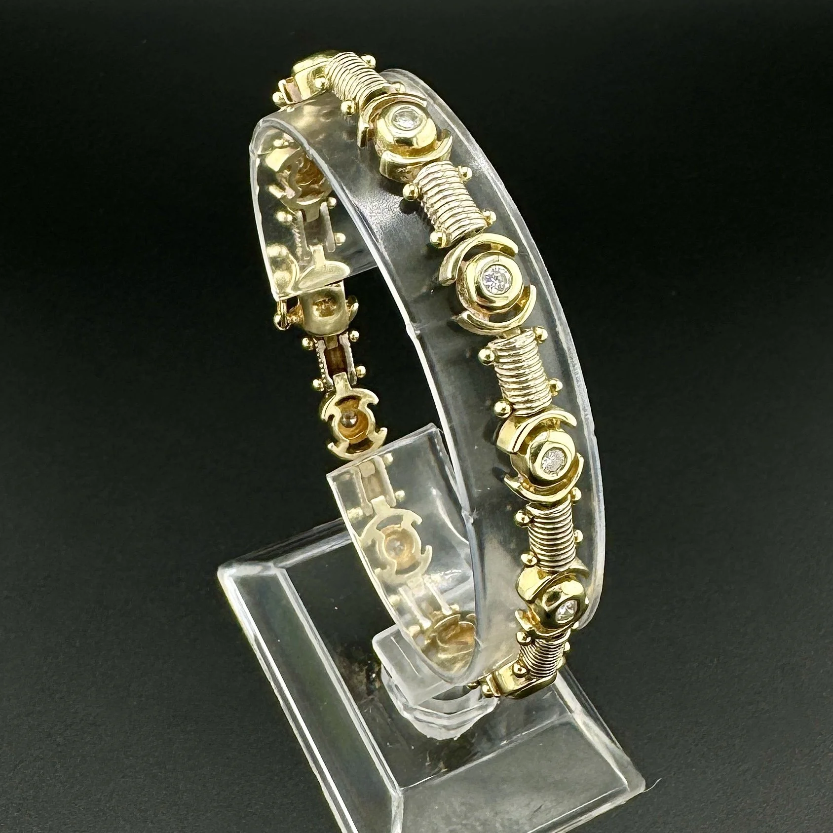 0.88CTW SI1 G-H ROUND DIAMOND TENNIS BRACELET - 14K YG / WG - 7.5"