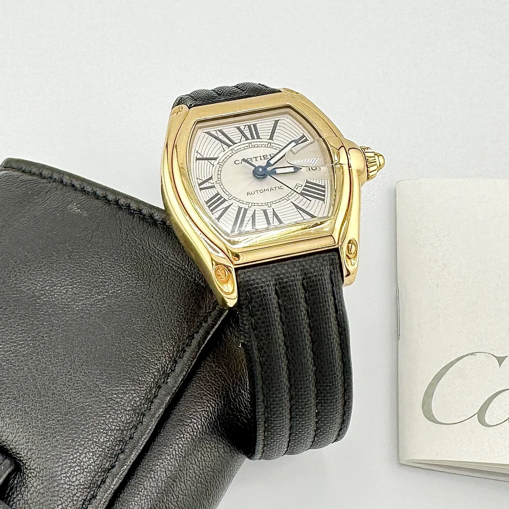 CARTIER ROADSTER 2524 18K YELLOW GOLD WHITE ROMAN DIAL AUTOMATIC