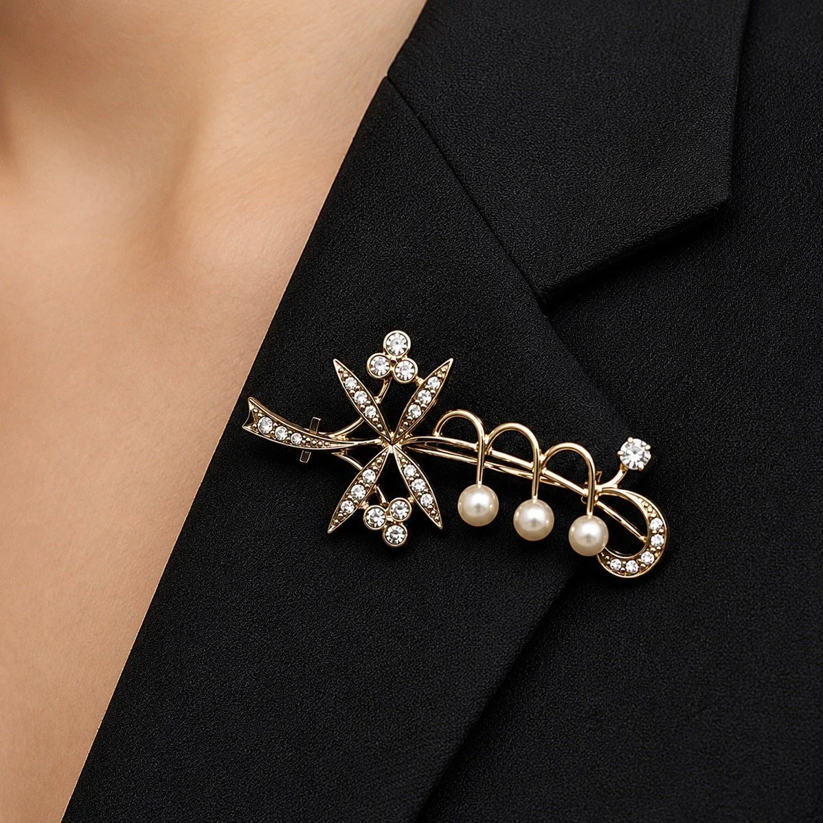 1840's Georgian Rose Cut Diamond and Pearl Pin