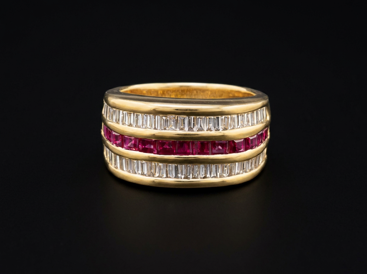 Ruby and Diamond Band Cocktail Ring